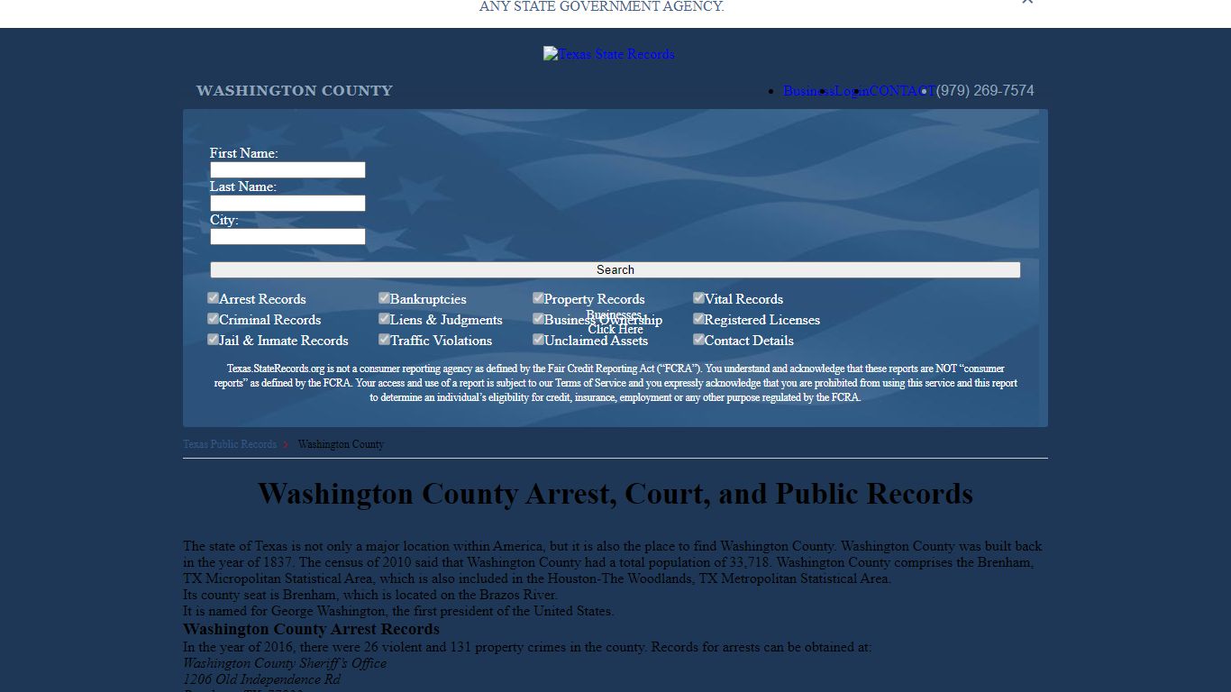 Washington County Arrest, Court, and Public Records