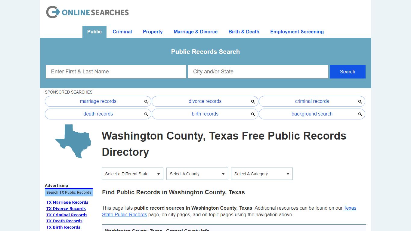 Washington County, Texas Public Records Directory