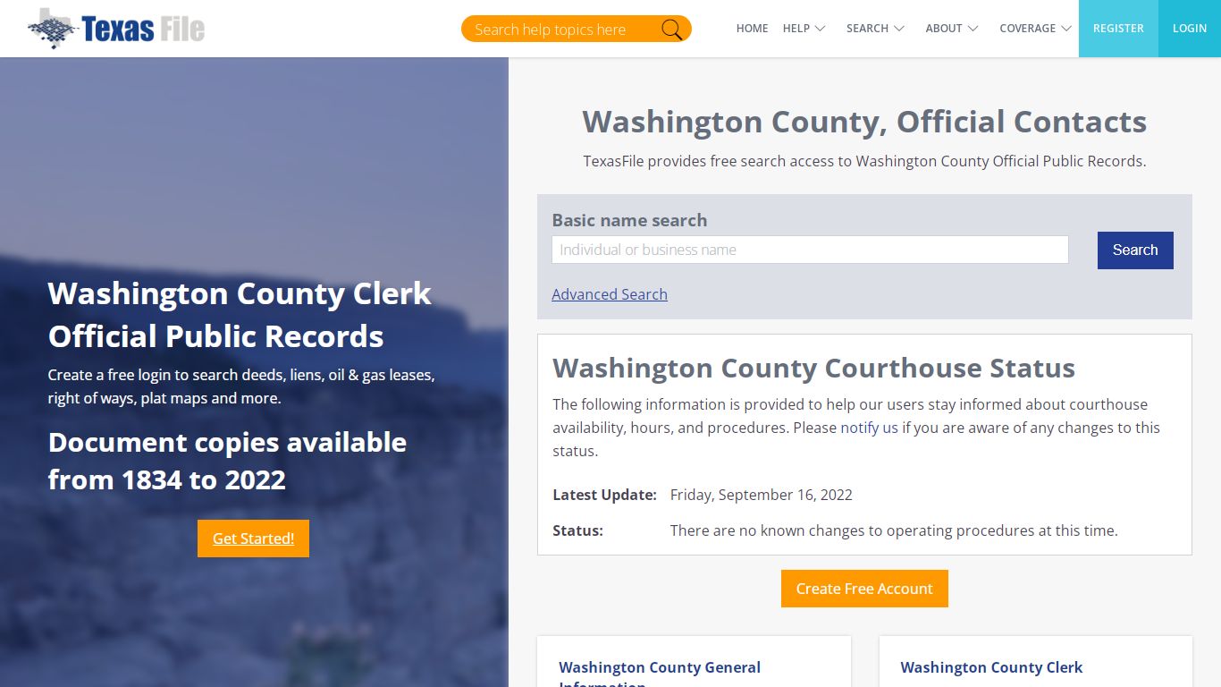 Washington County Clerk Official Public Records | TexasFile